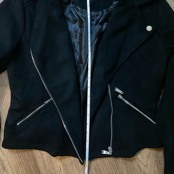 Jou Jou Black Vegan Suede Leather Moto Jacket • M - Picture 8 of 8